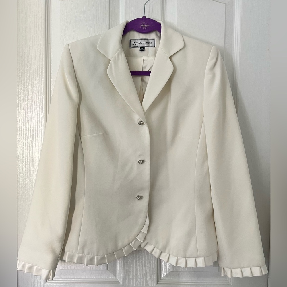 Travis Ayers Off White Ruffled Blazer